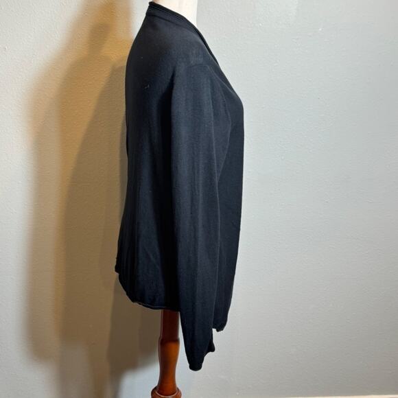 J. Jill cardigan sweater black long sleeve open front draping hip length Sz XL - Picture 3 of 6